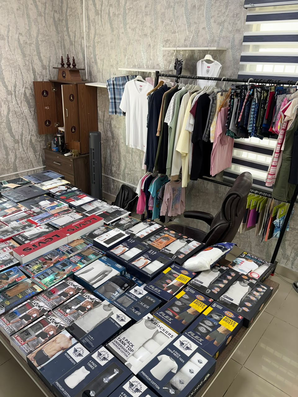 Garments packed in poly bags for shipping